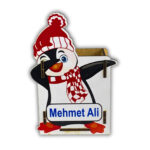 KİŞİYE ÖZEL PENGUEN TEMALI AHŞAP KALEMLİK