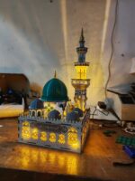 Mescid-i Nebevi Işıklı Ahşap Maket – LED Aydınlatmalı Büyük Boy Dekoratif Cami Modeli - Görsel 6
