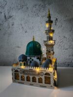 Mescid-i Nebevi Işıklı Ahşap Maket – LED Aydınlatmalı Büyük Boy Dekoratif Cami Modeli - Görsel 2