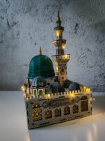 Mescid-i Nebevi Işıklı Ahşap Maket – LED Aydınlatmalı Büyük Boy Dekoratif Cami Modeli - Görsel 5