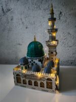 Mescid-i Nebevi Işıklı Ahşap Maket – LED Aydınlatmalı Büyük Boy Dekoratif Cami Modeli - Görsel 4